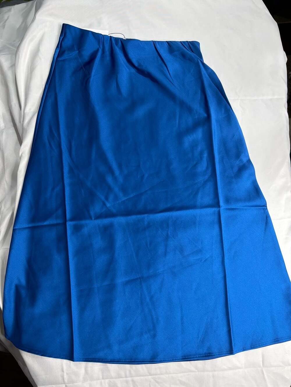 The Drop Maya Silky Midi Skirt in Classic Blue